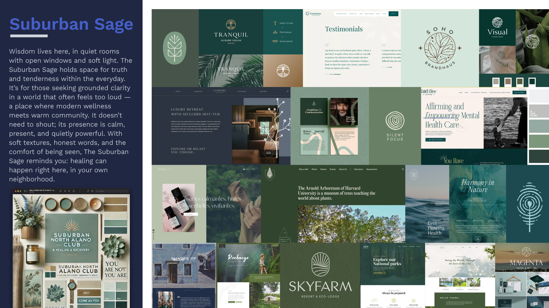 Moodboard for "suburban sage" theme