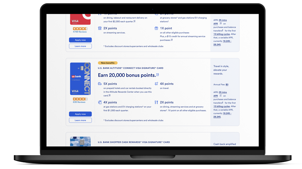 usbank.com/credit-card website design mockup