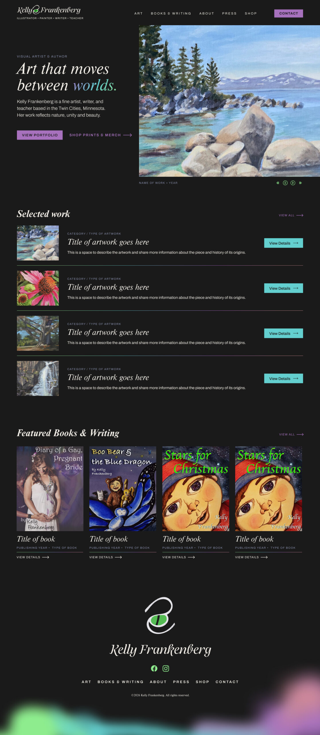 Kelly Frankenberg homepage screengrab
